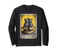 The Lovers Cuddling Cats Funny Tarot Card Cat Long Sleeve T-Shirt