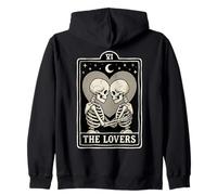 The Lovers Gothic Tarot Card Skeleton Halloween Valentine Zip Hoodie