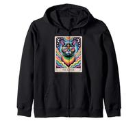 The Lovers Mystic Cat Ally - LGBTQ Rainbow Tarot Pride Art Zip Hoodie