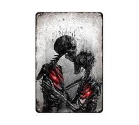 The Lovers Skull Wall Decor Black and White Skeleton Metal Siign Gothic Room Decor Aesthetic Wall Art for Bedroom Living Room 12" x 8"