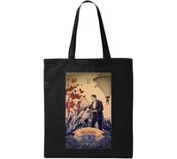 The Lovers Tarot Card Art Logo Natural Ecological Cotton Tote Bag Black