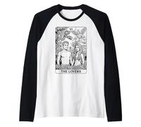 The Lovers Tarot Card Couple Retro Comic Book Garden of Eden Raglan Baseball Tee