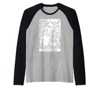 The Lovers Tarot Card Couple Retro Comic Book Garden of Eden Raglan Baseball Tee