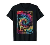The Lovers Tarot Card Gothic Occult Kissing Skeleton Roses T-Shirt