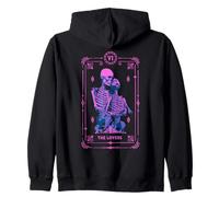The Lovers Tarot Card Occult Astrology Skull Pink Zip Hoodie