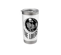 The Lovers Tarot Card Skeleton Moon Crescent Vintage Gothic Stainless Steel Insulated Tumbler