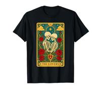 The Lovers Tarot Card Skeleton Roses Mystic Occult Gothic T-Shirt