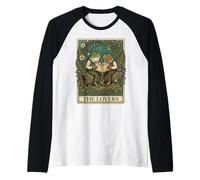 The Lovers Tarot Card Vintage Frog Reading Book Cottagecore Raglan Baseball Tee