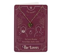 The Lovers Tarot Gold Tone Heart Necklace on Greeting Card Valentine’s Day Gift