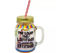 The Lower The Latitude Retro Glass Jam Jar With Straw Lid Novelty Xmas Gift
