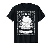 The Lucky Cat Maneki Neko Japanese Tarot Card Witchy Moon T-Shirt