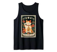 The Lucky Cat Maneki Neko Japanese Tarot Card Witchy Moon Tank Top