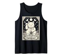 The Lucky Cat Maneki Neko Japanese Tarot Card Witchy Moon Tank Top