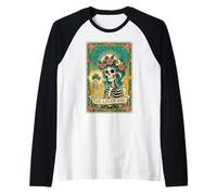 The Lucky One Tarot Card St Patricks Day Shamrock Skeleton Raglan Baseball Tee