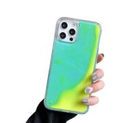 The Luminous for iPhone Case, Glow in The Dark Phone Case, Fun Liquid Fluorescent Moving Quicksand Cases for iPhone 16/15/14/13/12 Pro Max Plus (16pro,Yellow)