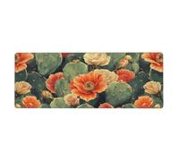 The Lush Cactus Is In Bloomfloral Print Mousepad Laptop Keyboard Mat Large Mouse Pad With Stitched Edges Long Non-Slip Rubber Base Spring Desk Pad For Office Home Desk Decor, 31.5" X 11.8"