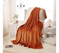 The Lux Brand Sherpa Fleece Throw Blanket - Fluffy Microfiber Solid Blankets for Bed and Couch Double/Twin Size, (Orange, 100x150cm)