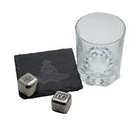 The Luxury Vault Royal Artillery Slate Drinks Coaster and Personalised Custom Engraved Magic Steel Ice Cubes Gift SetBritish Army Military Crest Badge Drinking Bar Set