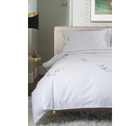 The Lyndon Company Cherry Blossom Teal Cotton Duvet Set with Embroidered in White | Size: Double The Lyndon Company White Double
