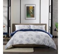 The Lyndon Company Hyogo Luxurious 100% Cotton Double Gauze Duvet Cover Set - Soft, Breathable, Japanese-Inspired Bedding with Modern Blue & White Print - Machine Washable - Multiple [Super King]