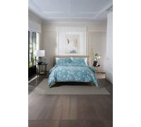 The Lyndon Company Petite Fleure Printed 100% Cotton Duvet Cover Set With Piped Edges In Duck Egg Blue Duck Egg Blue Double