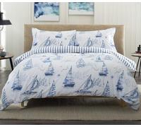 The Lyndon Company Solent 100% Cotton Duvet Cover Set Double Blue