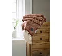 The Lyndon Company Supersoft Moorland 100% Brushed Wool Jacquard Throw Blanket - Luxurious Wool, Ultra Soft & Cozy, Classic Pattern, Perfect for Sofa & Bed - Natural, Green & Burnt Orange [RUSSET]