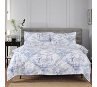 The Lyndon Company Toile De Jouy 100% Cotton Duvet Cover Set with Pillowcases, 200 Thread Count, Vintage French Bedding, Blue or Pink, Button Fastening, Soft & Breathable, All UK Sizes [BL-Ki]