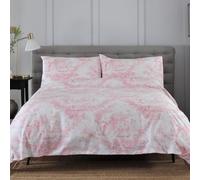 The Lyndon Company Toile De Jouy 100% Cotton Duvet Cover Set with Pillowcases, 200 Thread Count, Vintage French Bedding, Blue or Pink, Button Fastening, Soft & Breathable, All UK Sizes [PI-Ki]