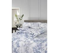The Lyndon Company Toile De Jouy Luxurious 200 Thread Count 100% Cotton Bedspread In Blue Blue