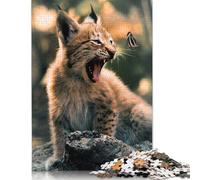 The Lynx Cub And Butterfly Jigsaw Puzzles Puzzles for Adults Kids. 1000 Pieces Great Gifts Challenge Toy Educational Games Home Decoration for Adults& Kids Age 14 Years Up 1000pcs (75x50cm)