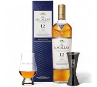 The Macallan 12 Years Old Double Cask & Glass, Jigger Set | Scotch | Highland | Single Malt Whisky | Toffee, Orange Peel and Spice | European and American Oak Sherry Seasoned Casks 70 cl