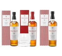 The Macallan Single Malt Scotch Whisky Collection - 12 & 15 Year Old - Sherry Oak & Double Cask, Branded Whisky Tumbler - 700ml Bottles - Product of Scotland