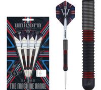Unicorn Darts Set The Machine | James Wade | 90% Natural Tungsten Barrels with Tactile Sandblasted Grey Ring Accents | Durable Stunning Ultrafly Flights | Steel Tip Volute Points | 21 g