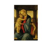 The Madonna And Child with The Infant Saint John The Baptist Renaissance Print - Sandro Botticelli Religious Poster for Wall Art Artworks Canvas Room Aesthetic Wall Art Prints Home Modern Decor Unfra