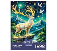 The Magic Deer Jigsaw Puzzles Puzzles for Adults Kids. 1000 Pieces Animal Impossible Challenge Toy Educational Games Home Decoration for Educational Games Gifts 38x26cm/1000pcs