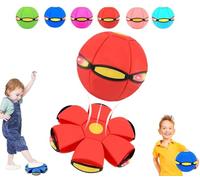 The Magic Metaball, Children's Bouncing Ball Magic Meta Ball, Magic Flying Saucer, Parent-Child Interaction with 6 Light, Dual Form Freely Switchable, Suitable for Indoor & Outdoor Use (Red)