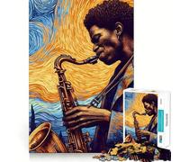 The Magic of Jazz Jigsaw Puzzles for Adults 1000 Piece Memory Boost Cozy Time Pattern Assembly Santa Wish List (38x52cm)