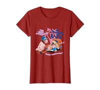 The Magic Roundabout Ermintrude & Dougal Hello Handsome T-Shirt, Women, Cranberry Red, X-Small