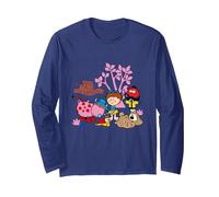 The Magic Roundabout Retro Cartoon Style Long Sleeve T-Shirt, Adult Unisex, Navy Blue, Small