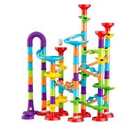 The Magic Toy Shop 113 Piece Marble Run Game Toy Set - Colourful 3D Maze Track Construction Kit with Glass Marbles - Educational STEM Building Blocks Race for Kids, Boys & Girls Age 3+