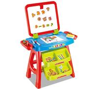 The Magic Toy Shop 2-in-1 Learning Desk & Magnetic Easel (Chalkboard + Magnetic Whiteboard) with Letters for Ages 3+