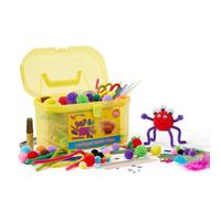 The Magic Toy Shop 200 Pc Kids Craft Box With Carry Case Pom Poms Feathers Arts Supplies Set Yellow