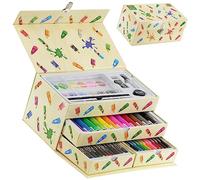 The Magic Toy Shop 54 Pieces Kids Art Artist Set in a Box with Drawers Pens Pencils Crayons Paints