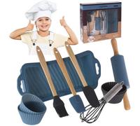The Magic Toy Shop Baking 12 Piece Children Set With Silicone Rolling Pin Moulds Cake Whisk & Brush