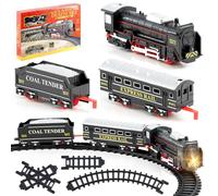 The Magic Toy Shop Battery Operated Train Set with Track and Headlight Kids Toy 2.4m Railway Set
