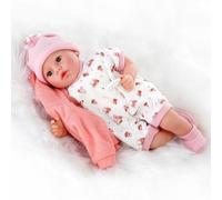 The Magic Toy Shop BiBi Doll 18-Inch Baby Doll Peach with 16 Sounds - Realistic Girl with Dummy, Removable Outfit & Soft Vinyl Limbs - Soft Body Baby for Toddlers 18 Months+