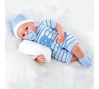 The Magic Toy Shop BiBi Doll 18-Inch Baby Doll Skye with 16 Sounds - Realistic Newborn Boy with Dummy, Soft Body, Vinyl Limbs & Removable Blue Outfit - for Girls, Boys & Toddlers 18 Months+