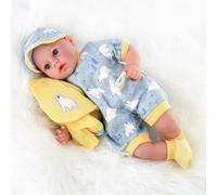The Magic Toy Shop BiBi Doll 18-Inch Baby Doll Sunny with 16 Baby Sounds - Realistic Boy in Yellow Outfit with Dummy - Vinyl Head & Limbs with Soft-Body for Toddlers 18 Months+