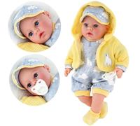 The Magic Toy Shop BiBi Doll 18-Inch Baby Doll Sunny with 16 Baby Sounds - Realistic Girl in Yellow Outfit with Dummy - Soft-Bodied Reborn for Toddlers 18 Months+